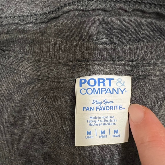 Dark gray t shirt with cute cat drinking boba in Size Medium by Port & Company - Picture 3 of 3